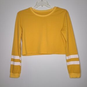 Jersey Crop top Long sleeve Yellow Crewneck